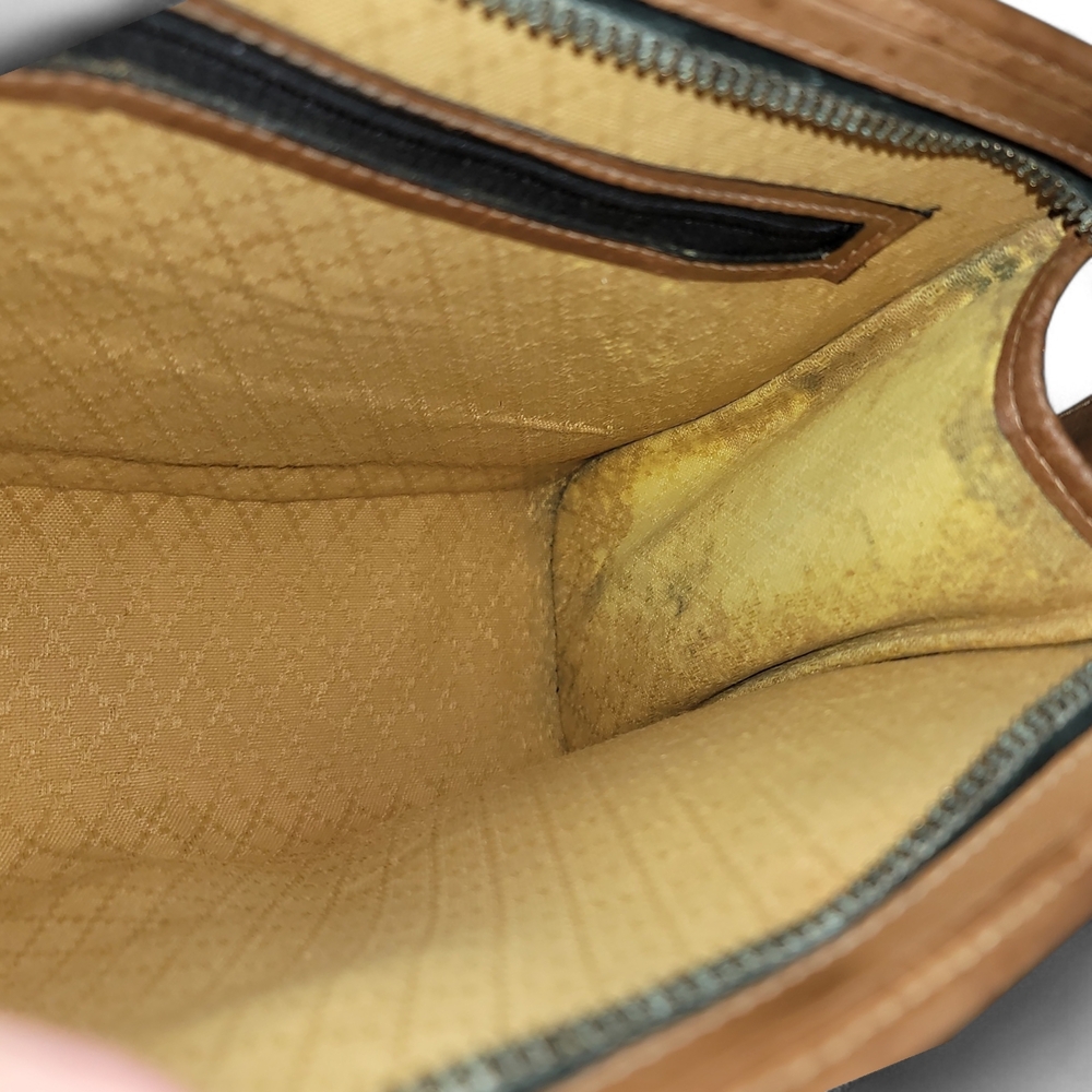 Gucci VTG Black Canvas Shoulder Bag with Brown Leather Trim And Free Bag Insert - Picture 12 of 13